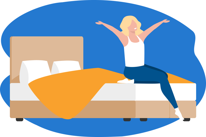 Boxspringbett und Frau